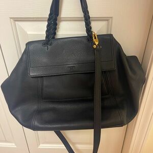 Tory Burch half moon satchel with braided handles